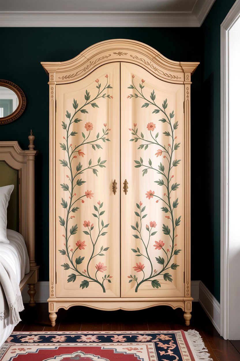 Hand Painted Armoire - 30 grandmillennial bedroom ideas