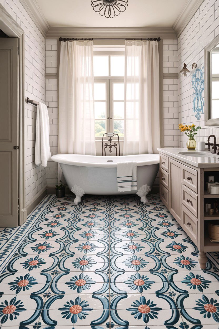 Hand painted tile bathroom - 30 handmade tile bathroom ideas
