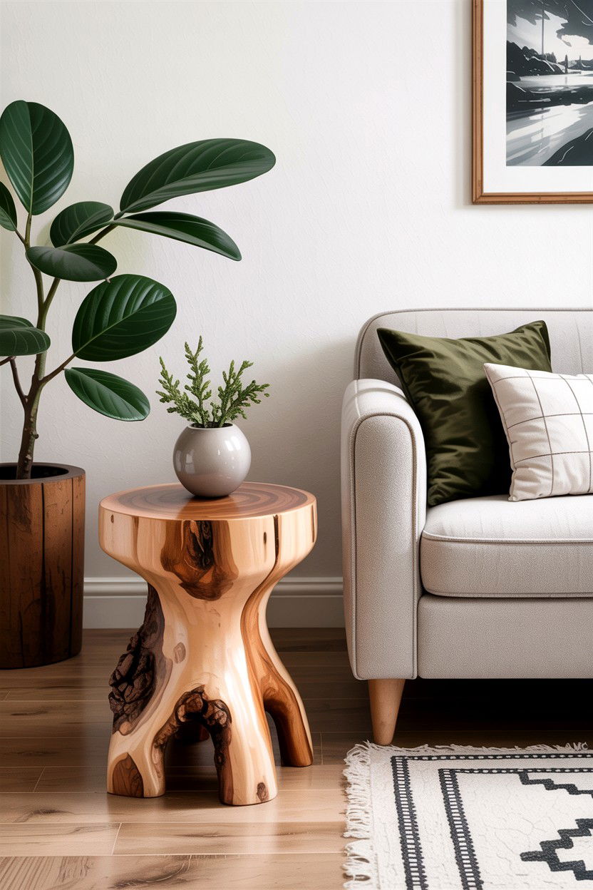 Handcrafted Juniper Wood Stool - 30 living room Santa Fe furniture ideas