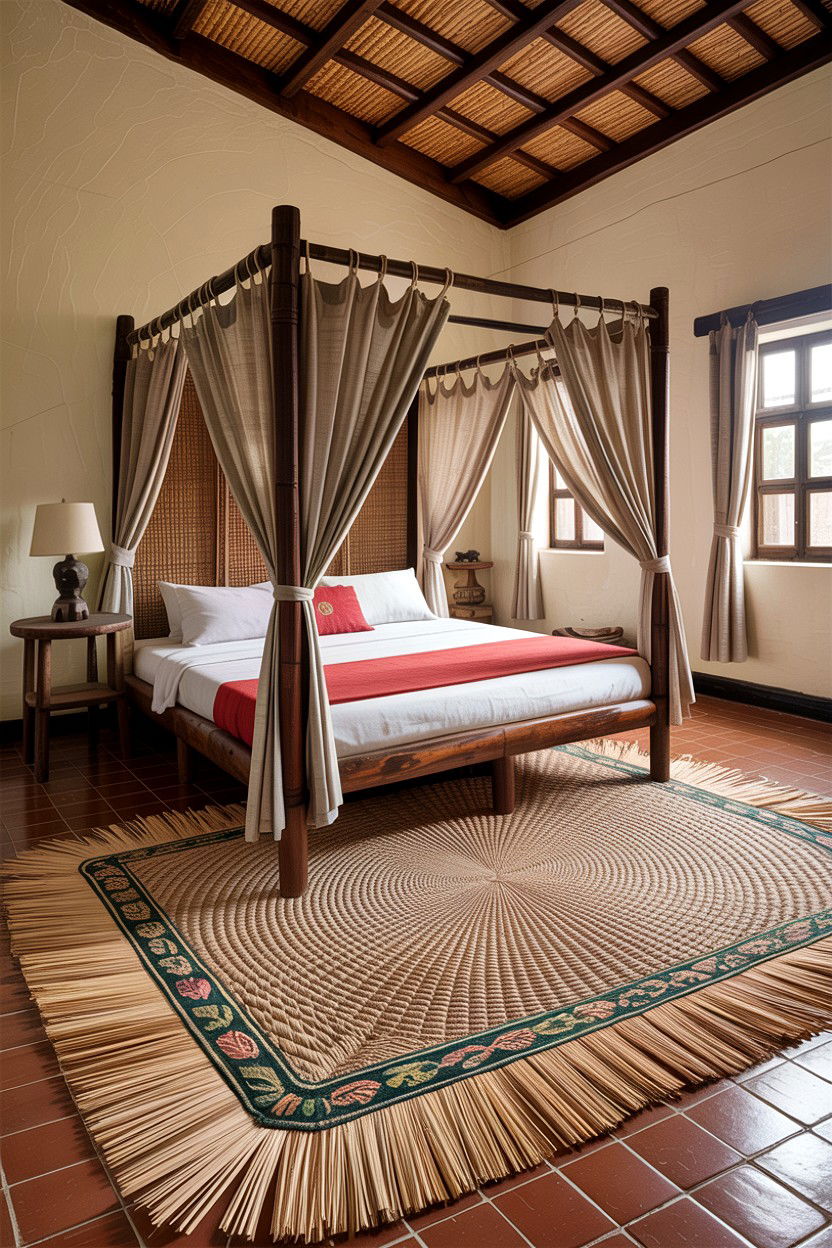 Handwoven Reed Mat - 30 African bedroom ideas