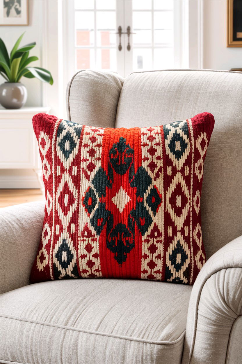 Handwoven Wool Throw Pillow - 30 living room Santa Fe furniture ideas