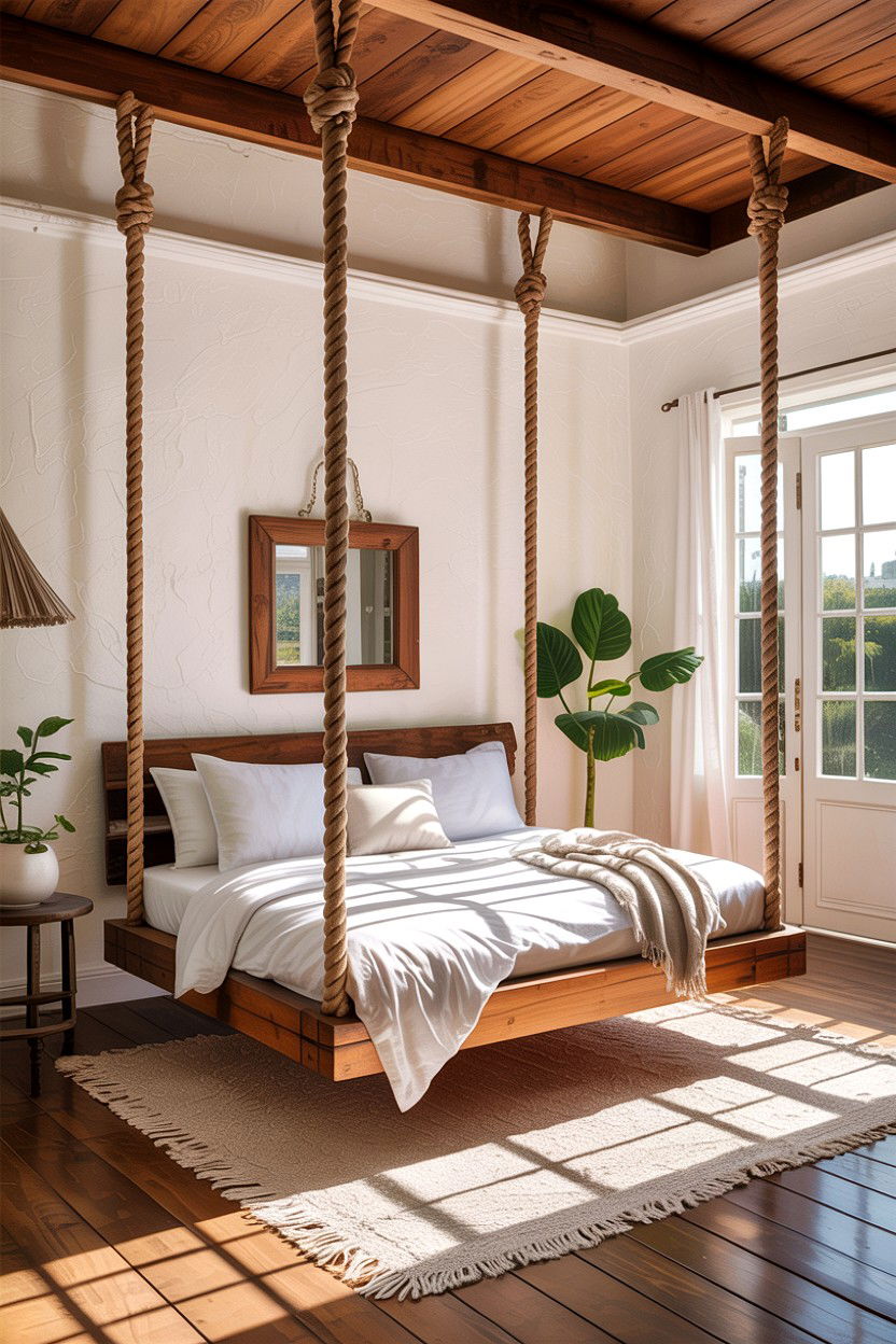 Hanging Bed - 30 bedroom space saving ideas