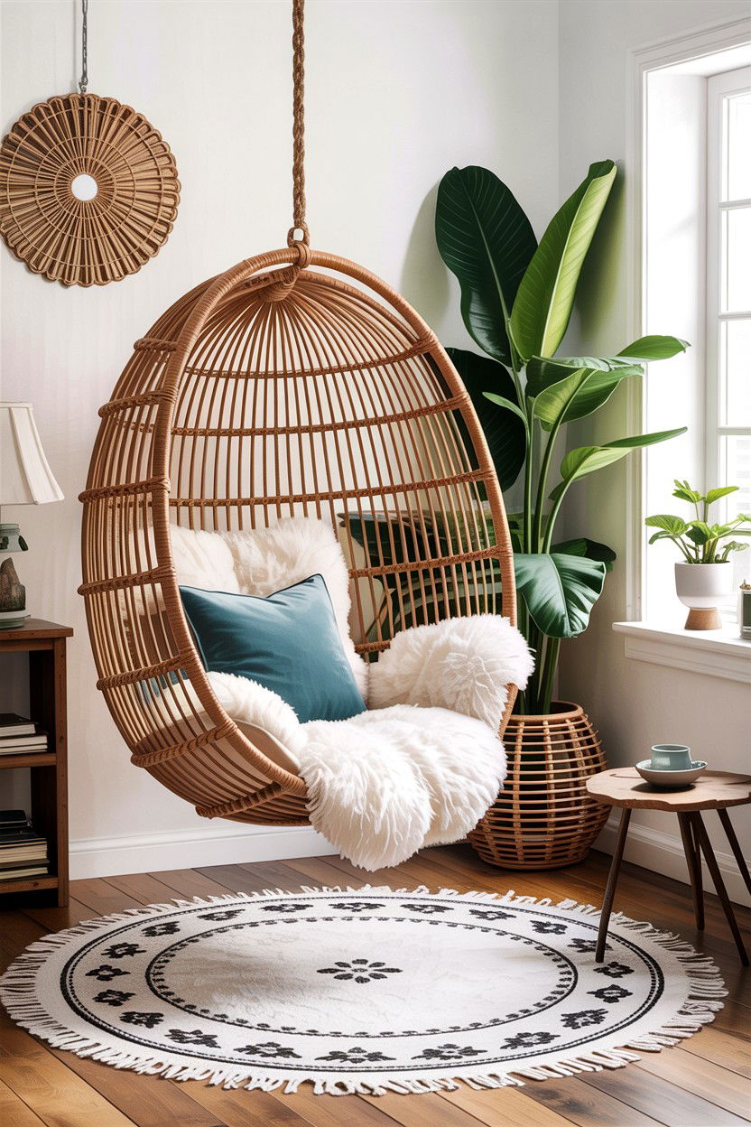 Hanging Chair - 30 living room corner ideas