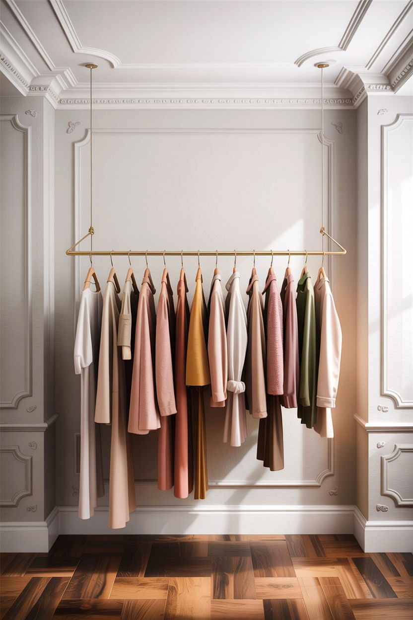 Hanging Clothes Rack - 30 bedroom compact furniture ideas