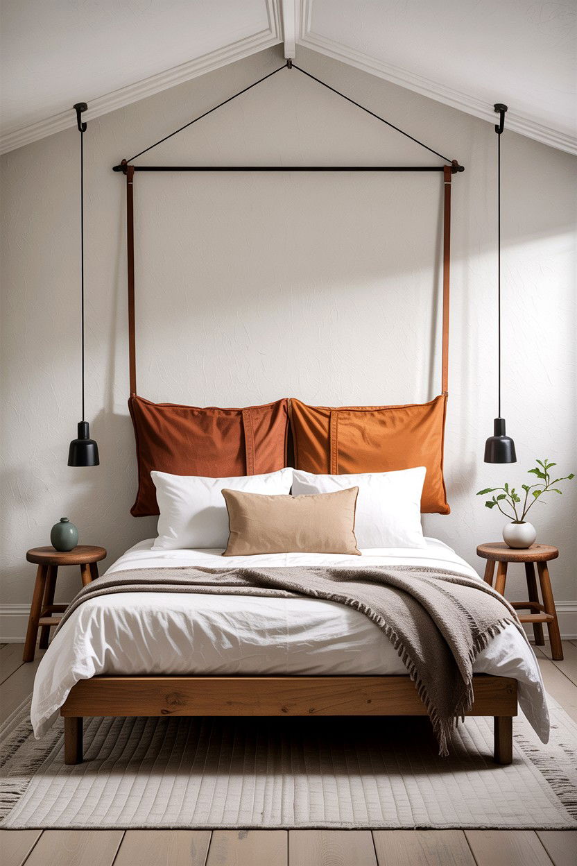 Hanging Leather Strap Headboard - 30 bedroom leather headboards