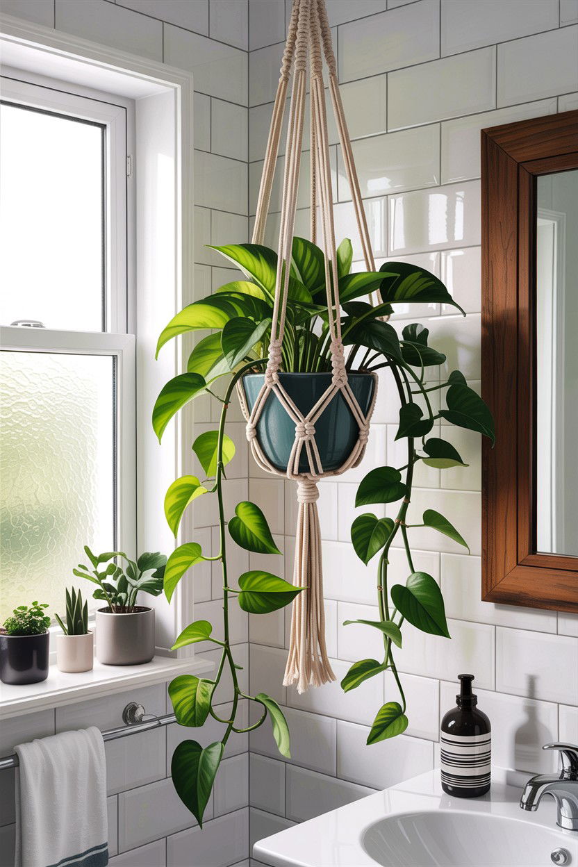 Hanging Plant Display - 30 bathroom afternoon project ideas