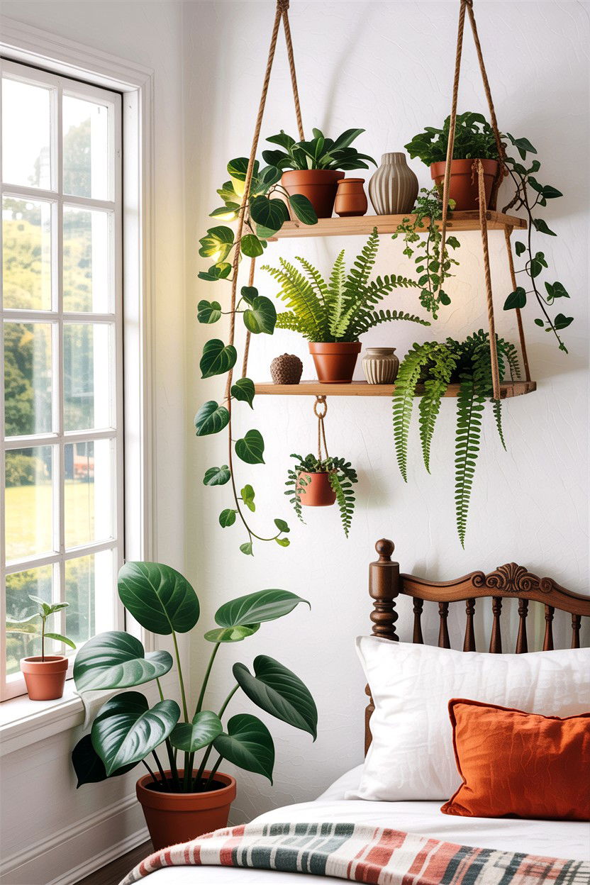 Hanging Plant Shelf - 30 bedroom collection display ideas
