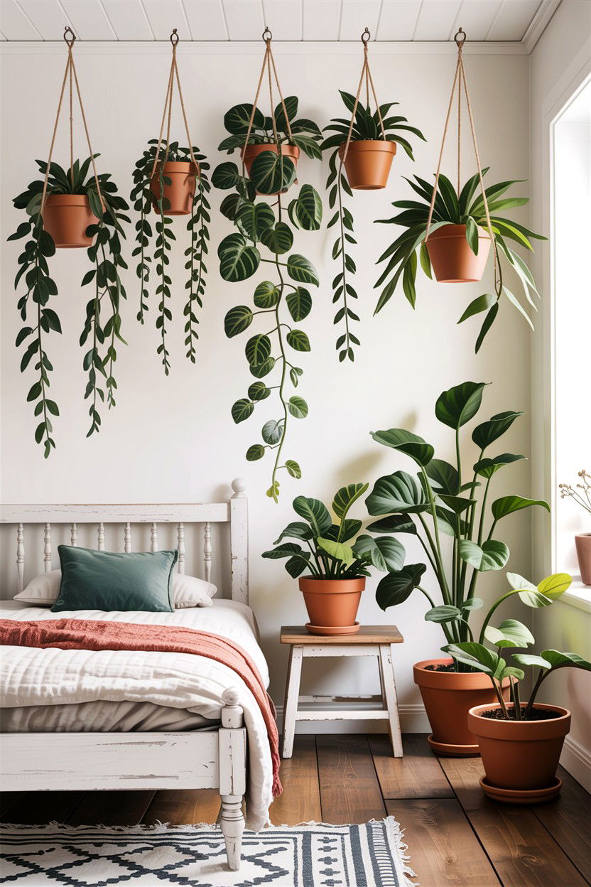 Hanging Plants - 30 bedroom wall ideas