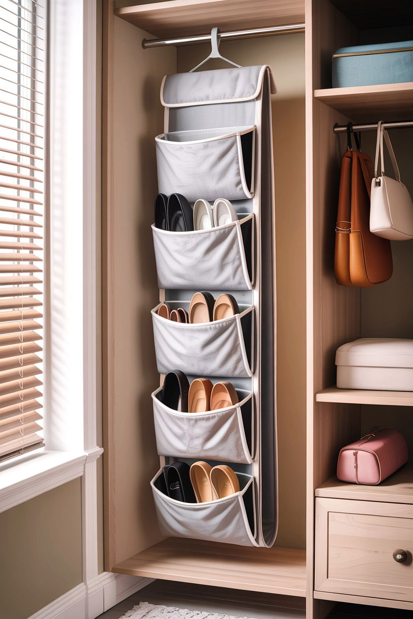 Hanging Shoe Bag - 30 bedroom shoe storage ideas