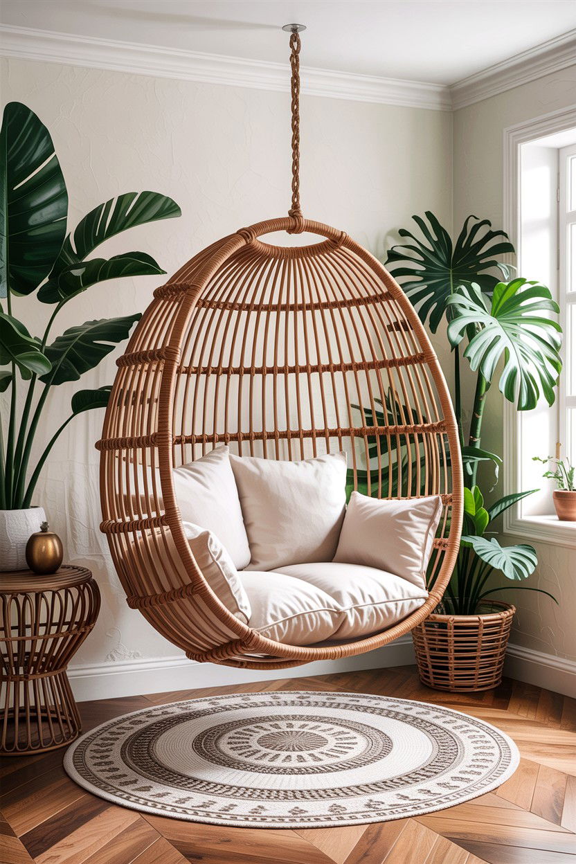 Hanging Swing Chair Indoor - 30 Balinese bedroom ideas