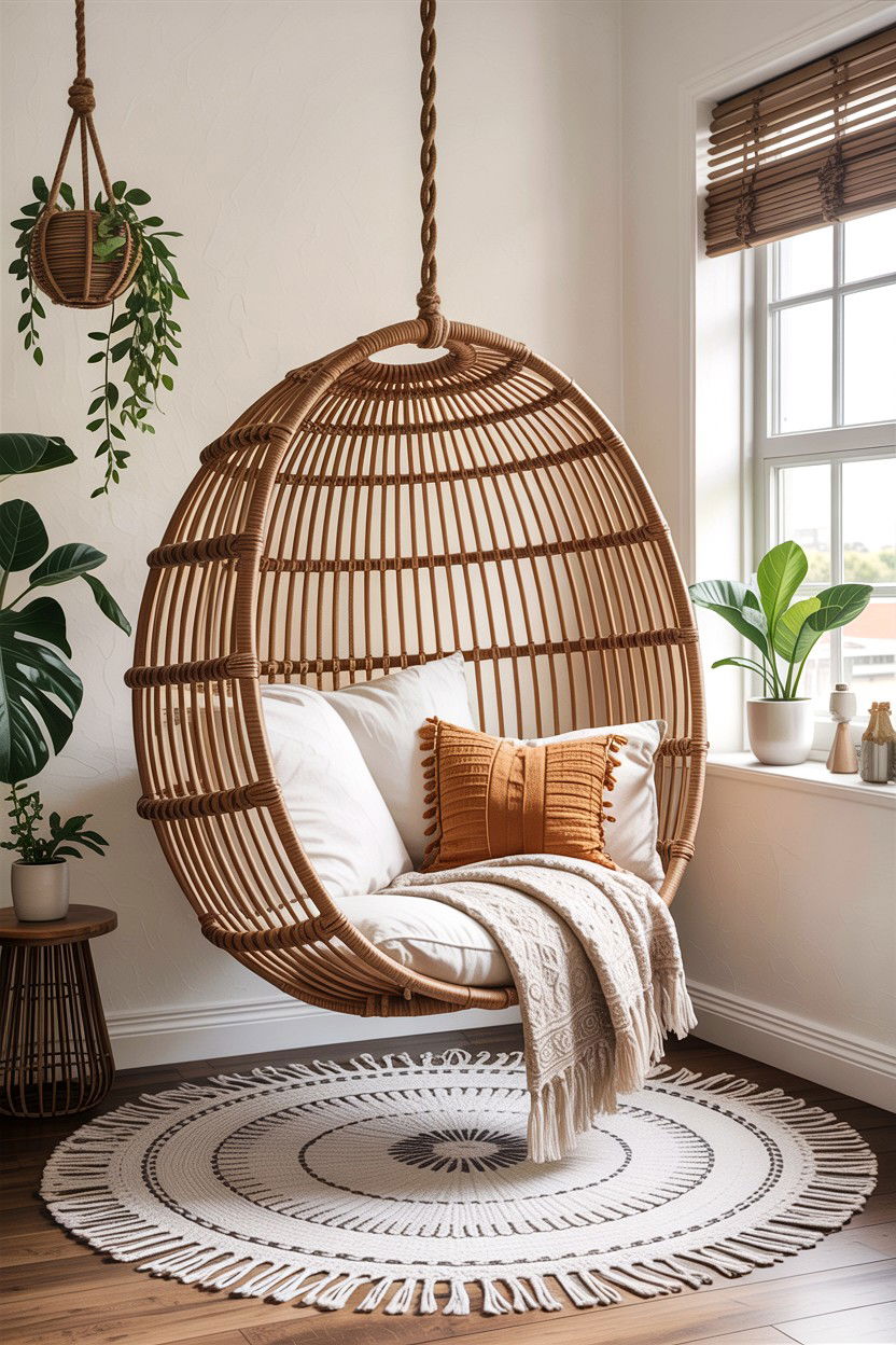Hanging chair bedroom - 30 bohemian bedroom ideas