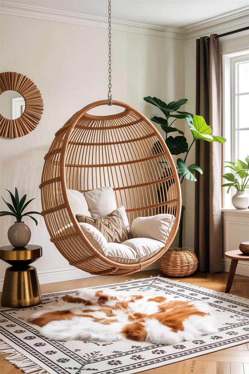 Hanging egg chair - 30 living room Indian furniture ideas