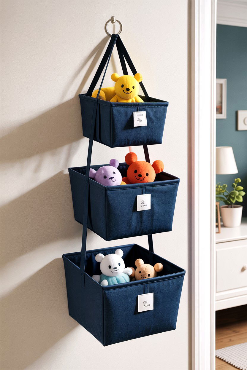 Hanging fabric bins - 30 bedroom hanging organizers