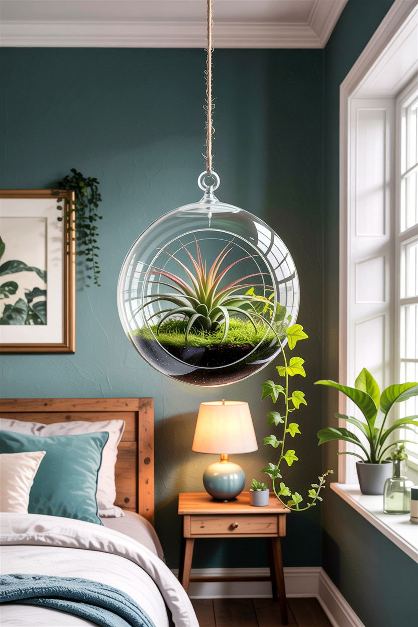 Hanging glass terrarium - 30 bedroom terrariums