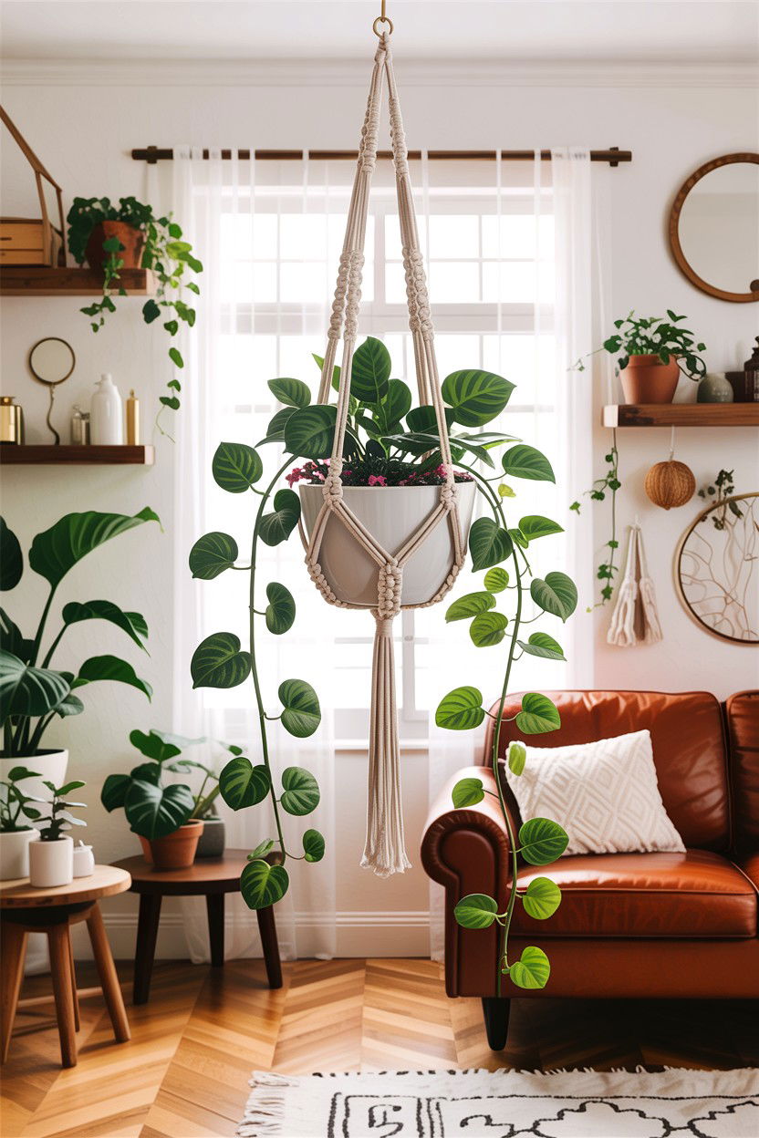 Hanging indoor planter - 30 DIY living room ideas