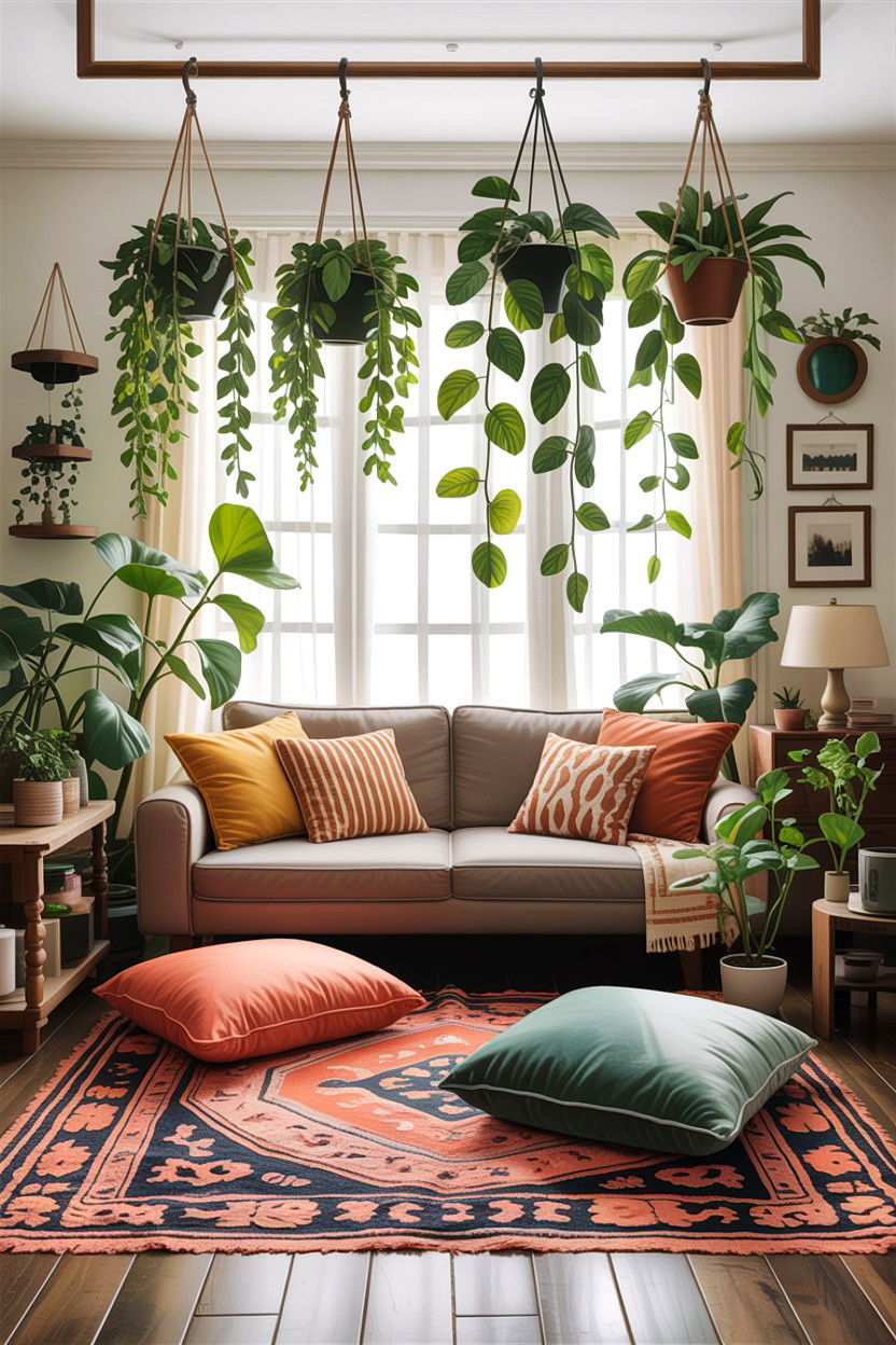 Hanging plant - 30 garden themed living room ideas