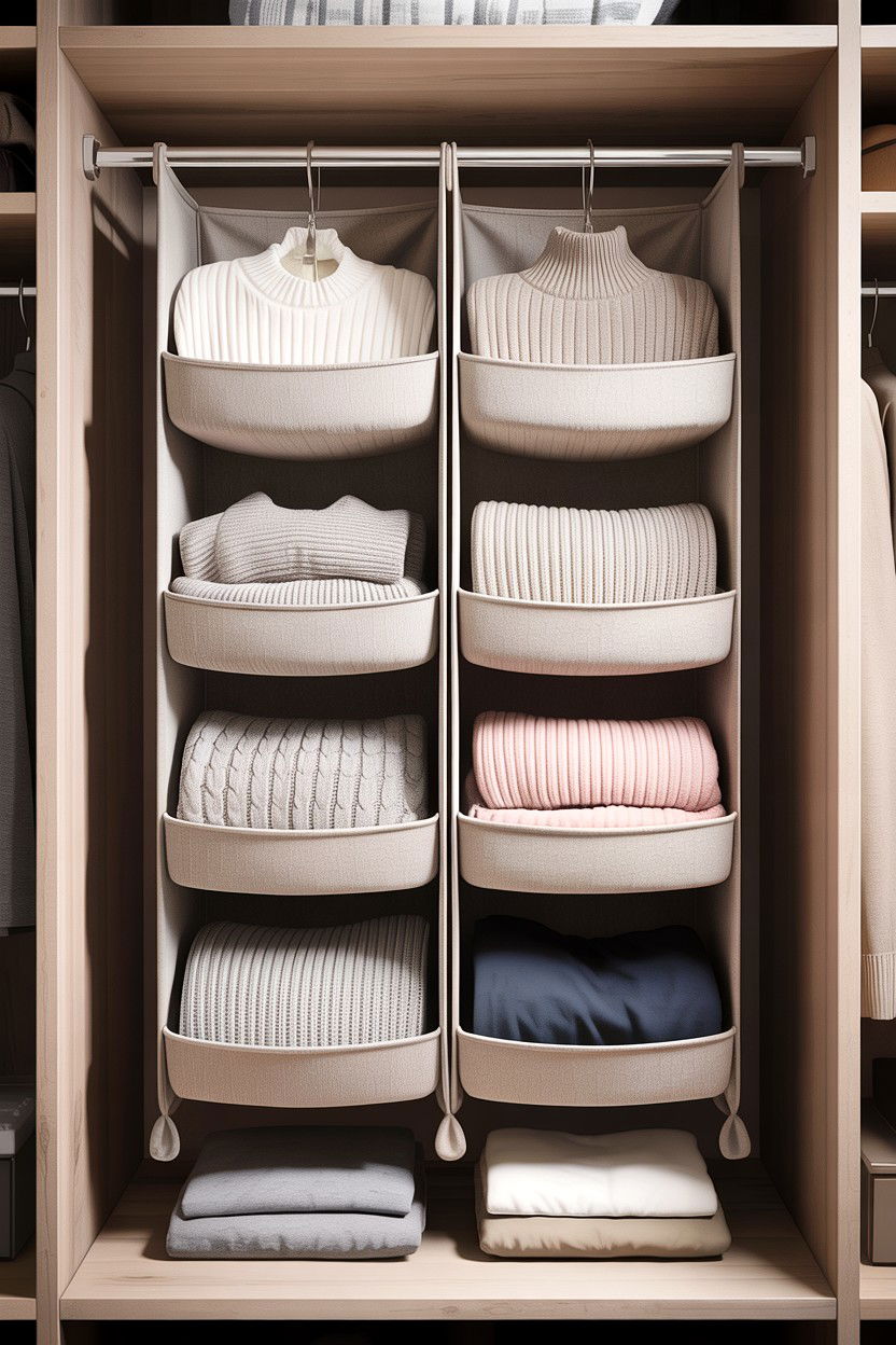 Hanging sweater organizer - 30 bedroom hanging organizers