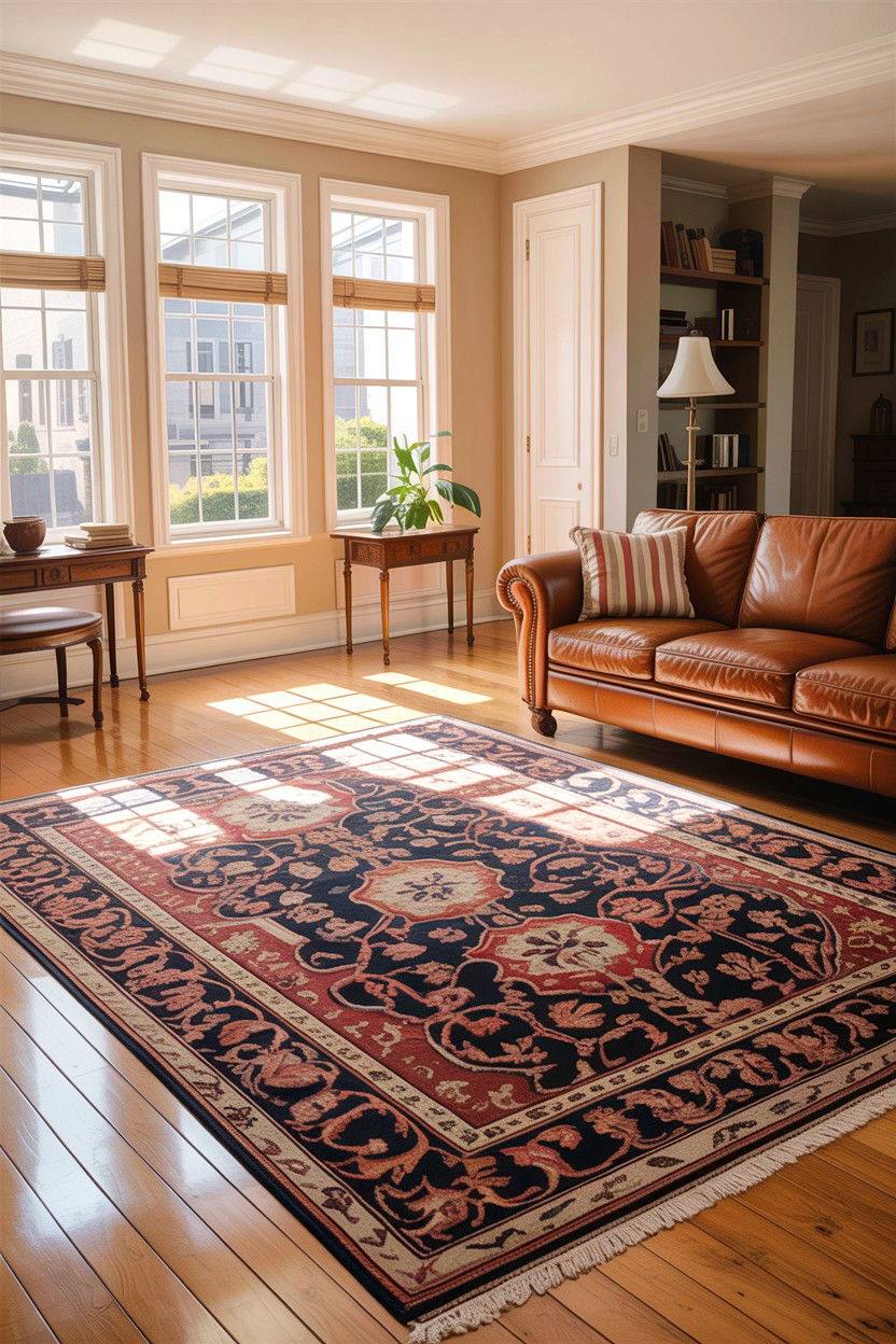 Hardwood Floor With Area Rug - 30 empty nester living room ideas