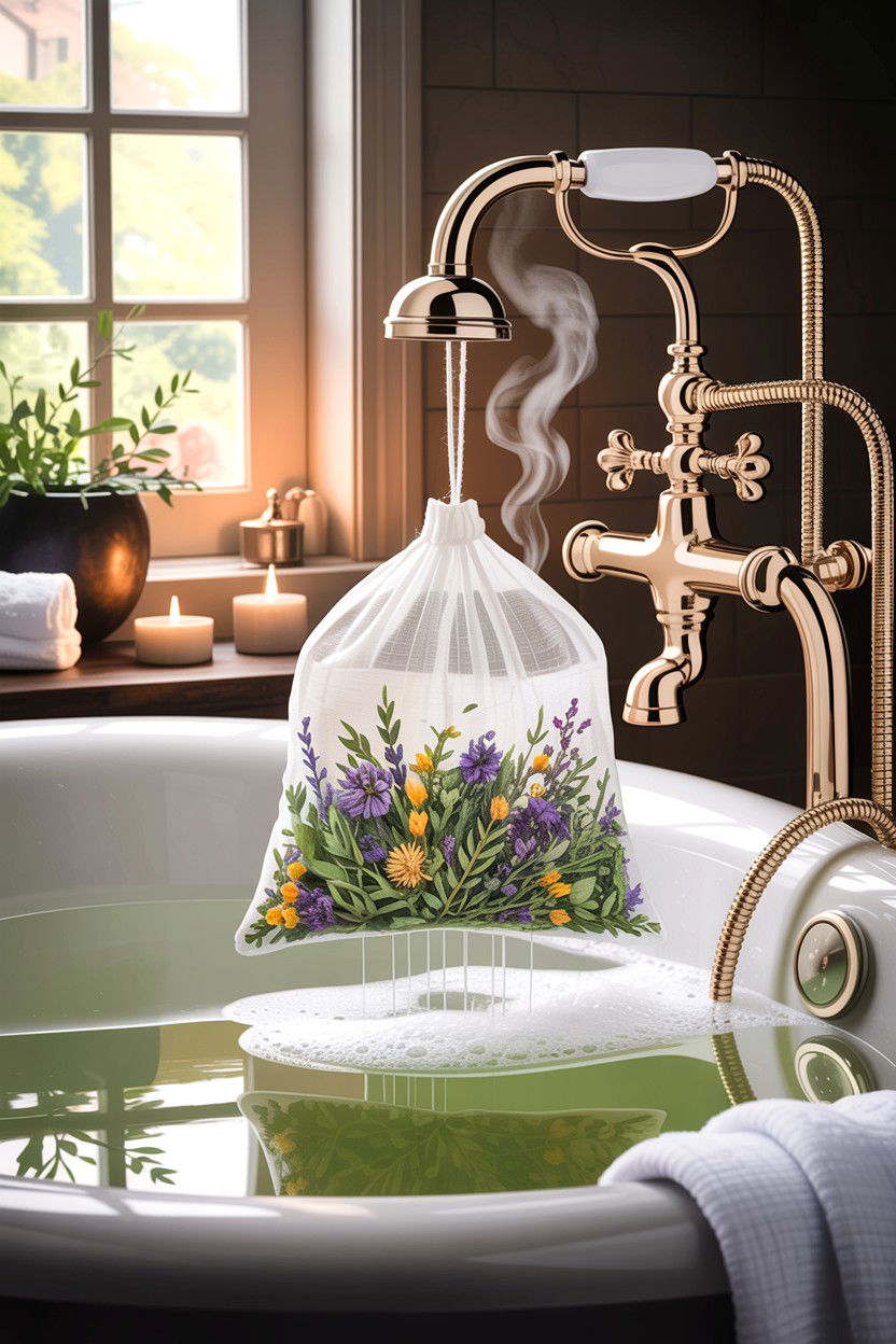 Herbal Bath Tea Bag - 30 bathroom aromatherapy ideas