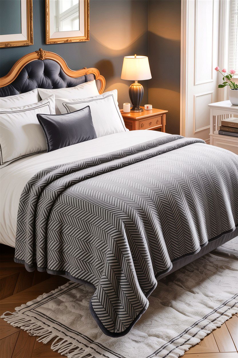 Herringbone Fleece Blanket - 30 bedroom fleece blankets