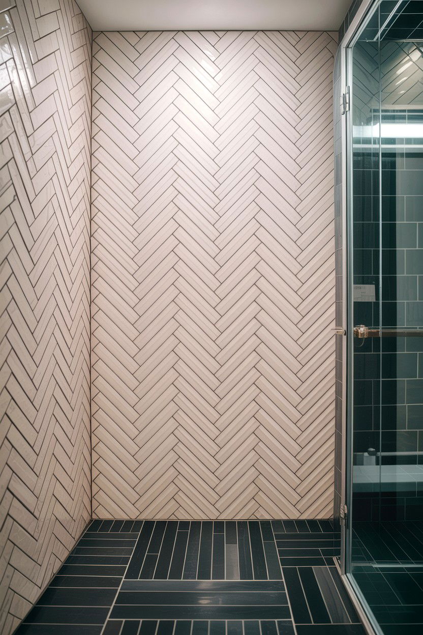 Herringbone Tile Pattern - 30 en-suite bathroom ideas