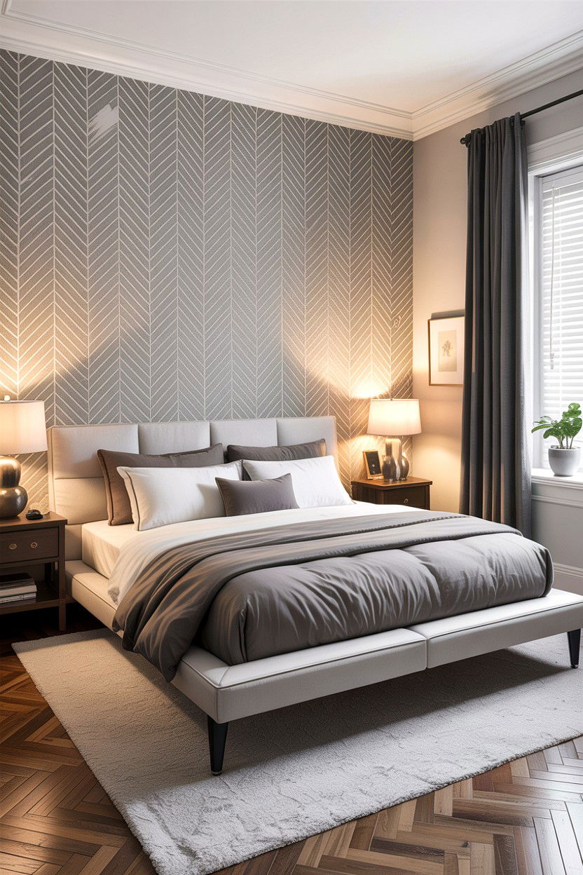 Herringbone wall stencil - 30 bedroom wall stencils