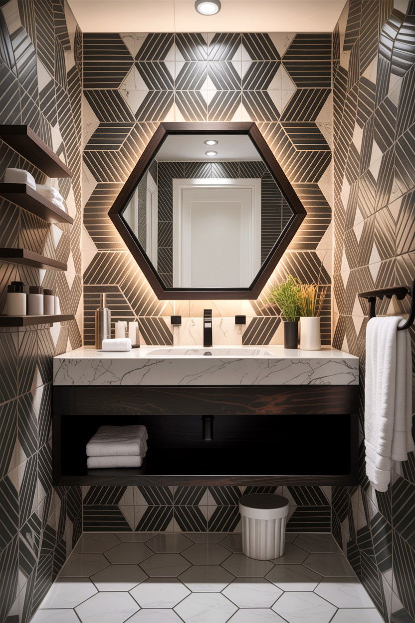 Hexagon Bathroom Mirror - 30 anti-fog mirror bathroom ideas