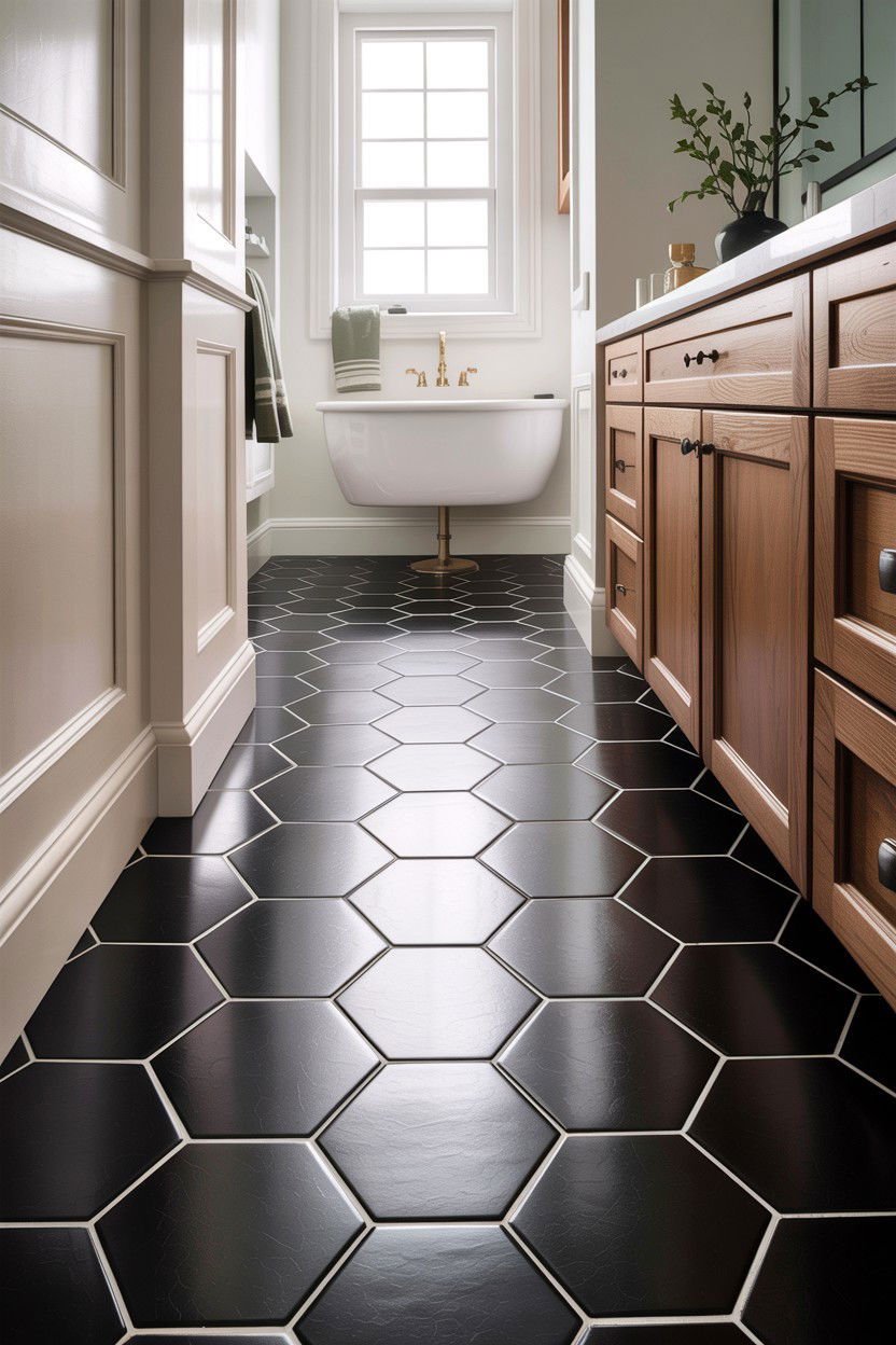 Hexagon Floor Tile - 30 contractor bathroom ideas