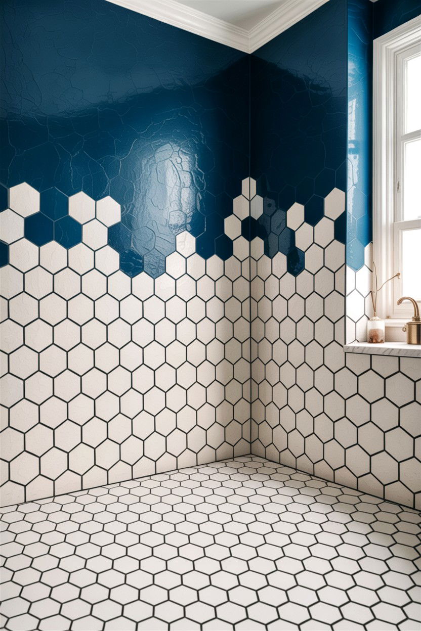 Hexagon Tile Floor To Wall Transition - 30 hexagon tile bathroom ideas