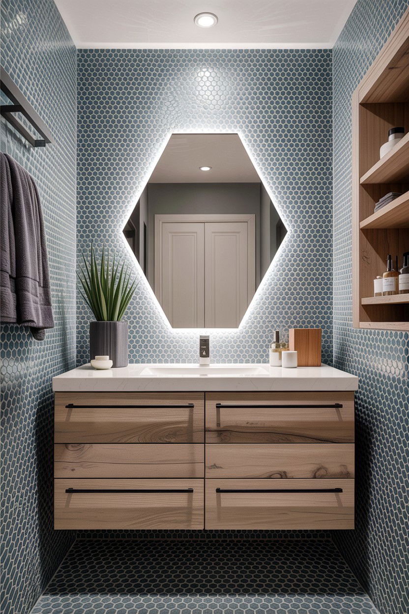 Hexagon glass mosaic bathroom - 30 glass mosaic bathroom ideas