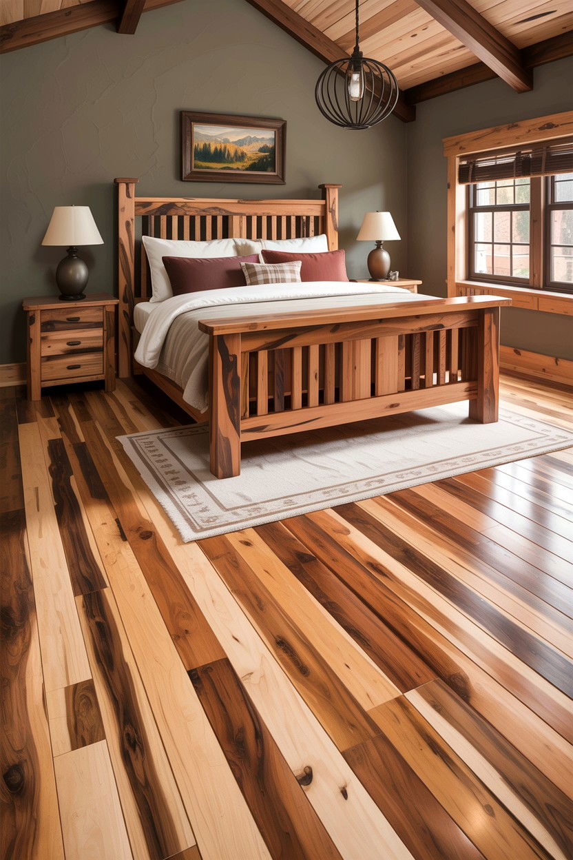 Hickory Hardwood Floor - 30 bedroom flooring ideas