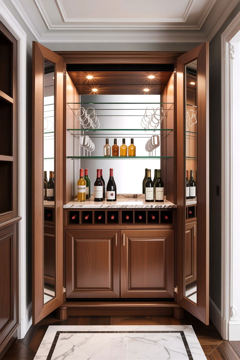 Hidden Bar Cabinet - 30 living room custom cabinetry ideas
