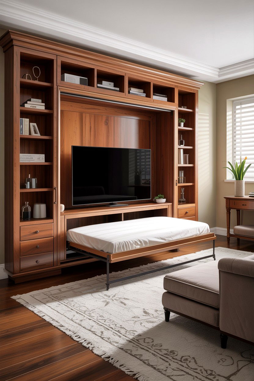 Hidden Bed Behind TV - 30 bedroom hidden bed ideas