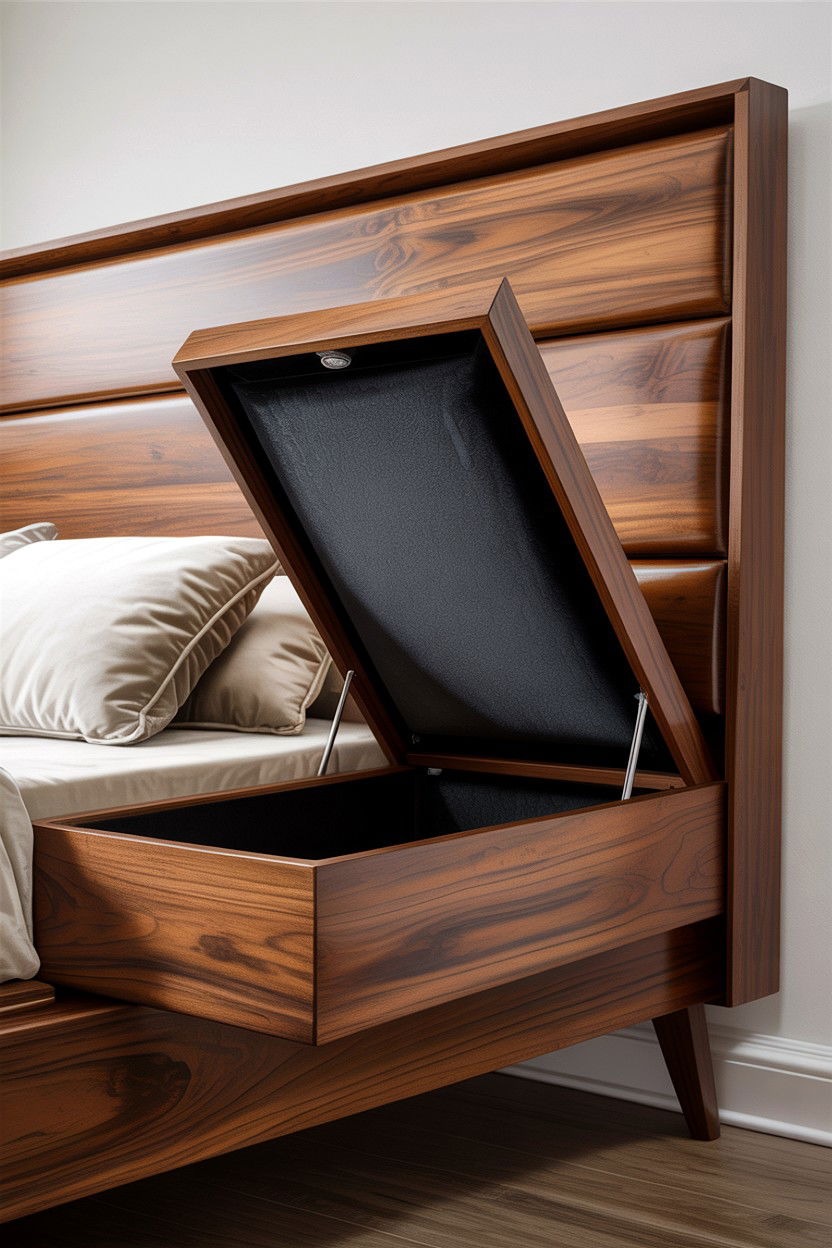 Hidden Compartment Headboard - 30 bedroom storage headboards