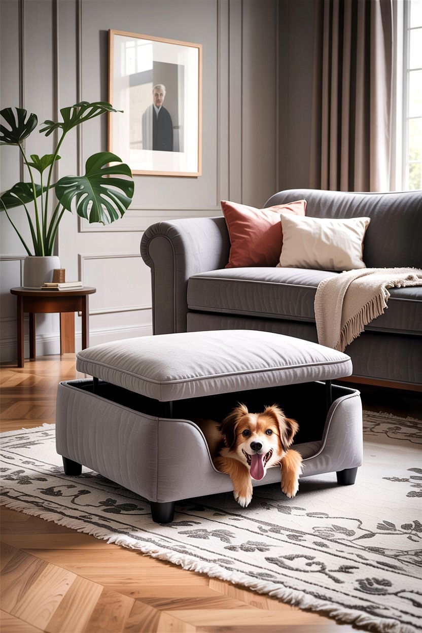Hidden Dog Bed Ottoman - 30 dog bed living room ideas