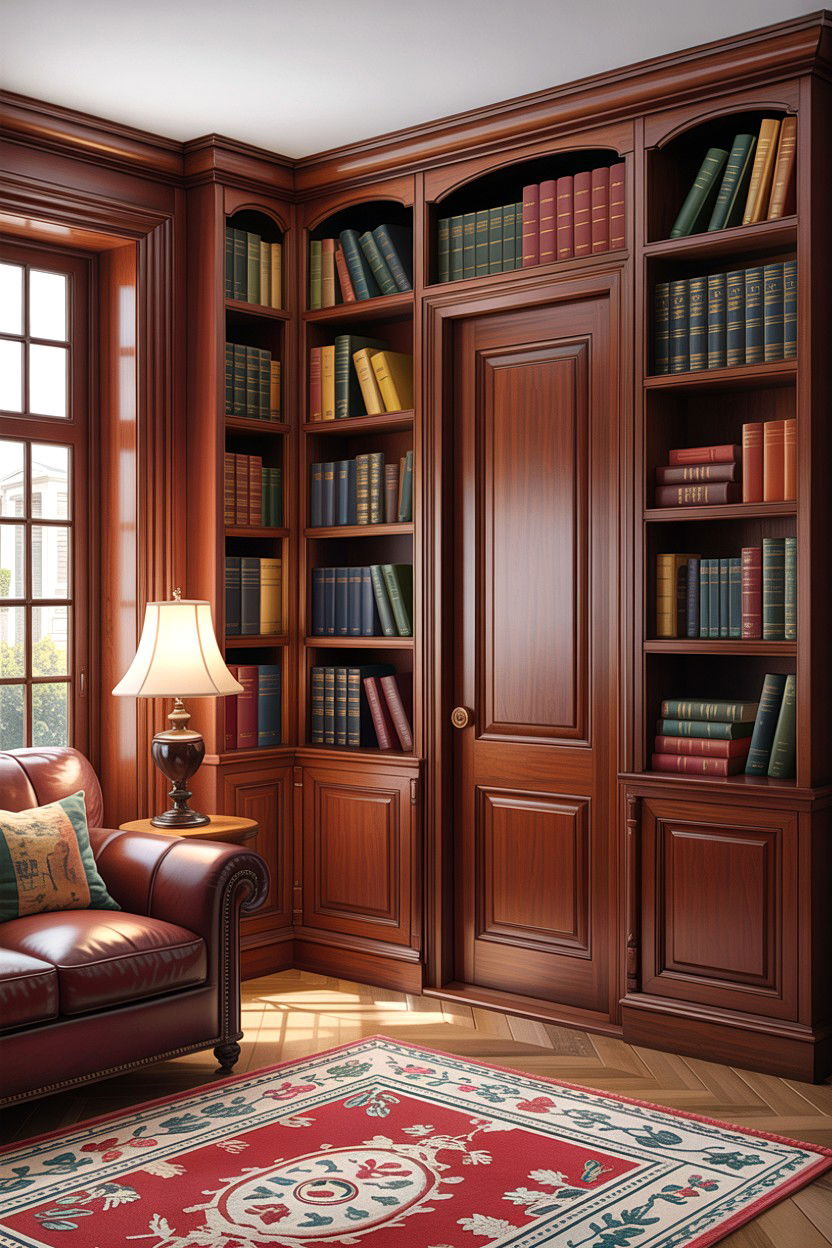 Hidden Door Bookshelf - 30 living room custom woodwork ideas