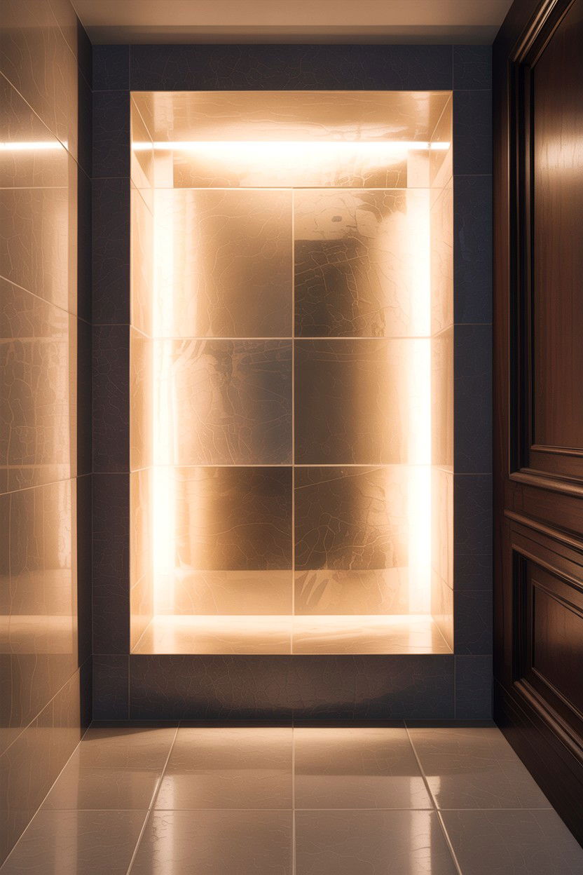 Hidden LED Niche - 30 lighted niche bathroom ideas