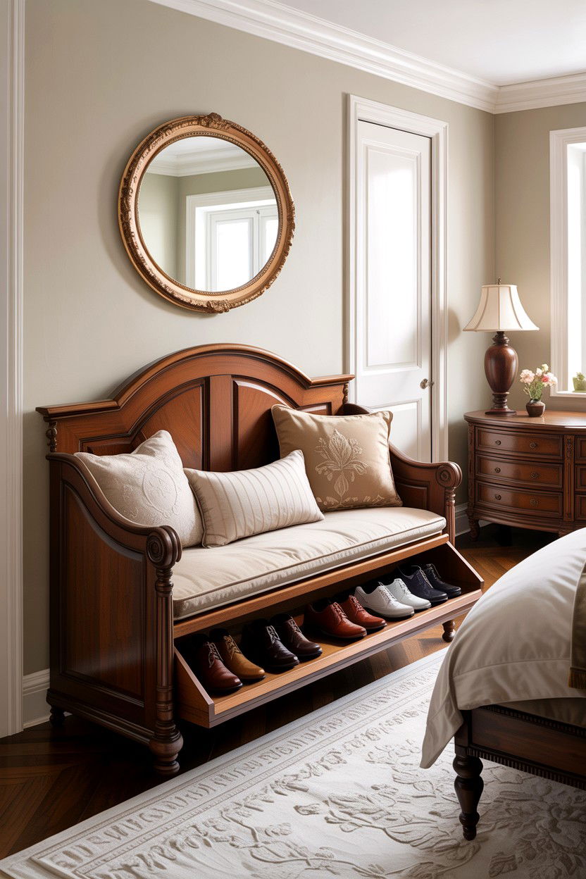 Hidden Shoe Storage Bench - 30 bedroom shoe storage ideas