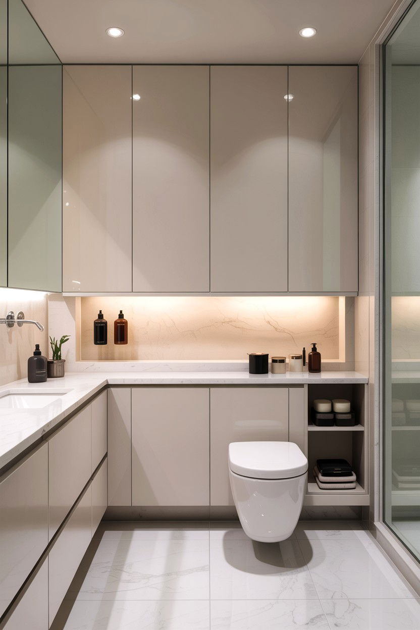 Hidden bathroom storage - 30 home spa bathroom ideas