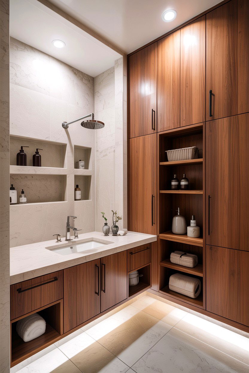 Hidden bathroom storage solutions - 30 Japanese bathroom ideas
