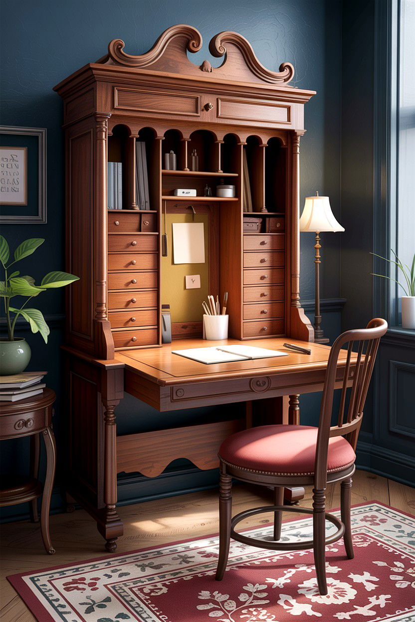 Hidden craft desk - 30 bedroom craft corner ideas