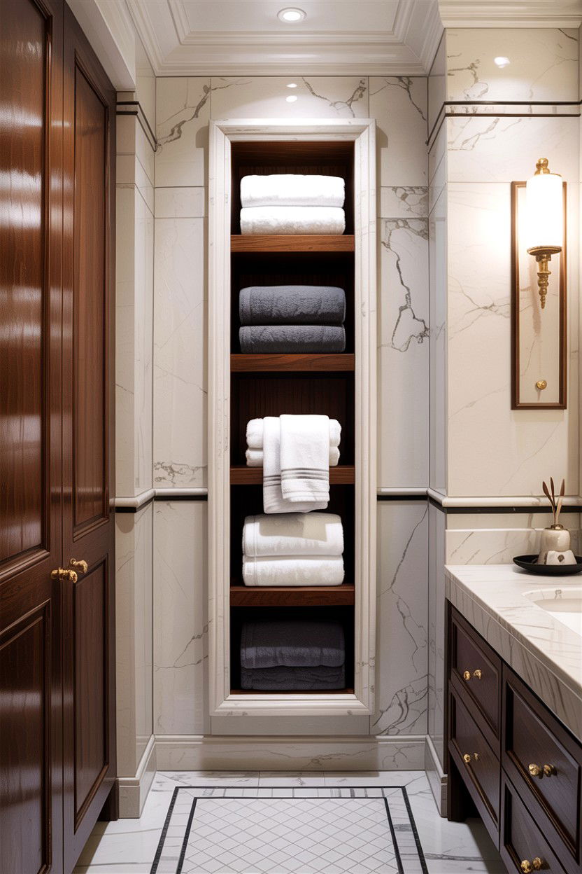 Hidden towel nook - 30 bathroom alcove ideas