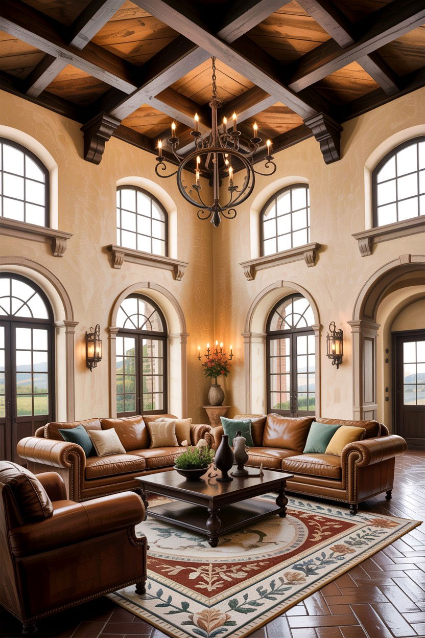 High Ceiling Tuscan Living Room - 30 living room Tuscan furniture ideas