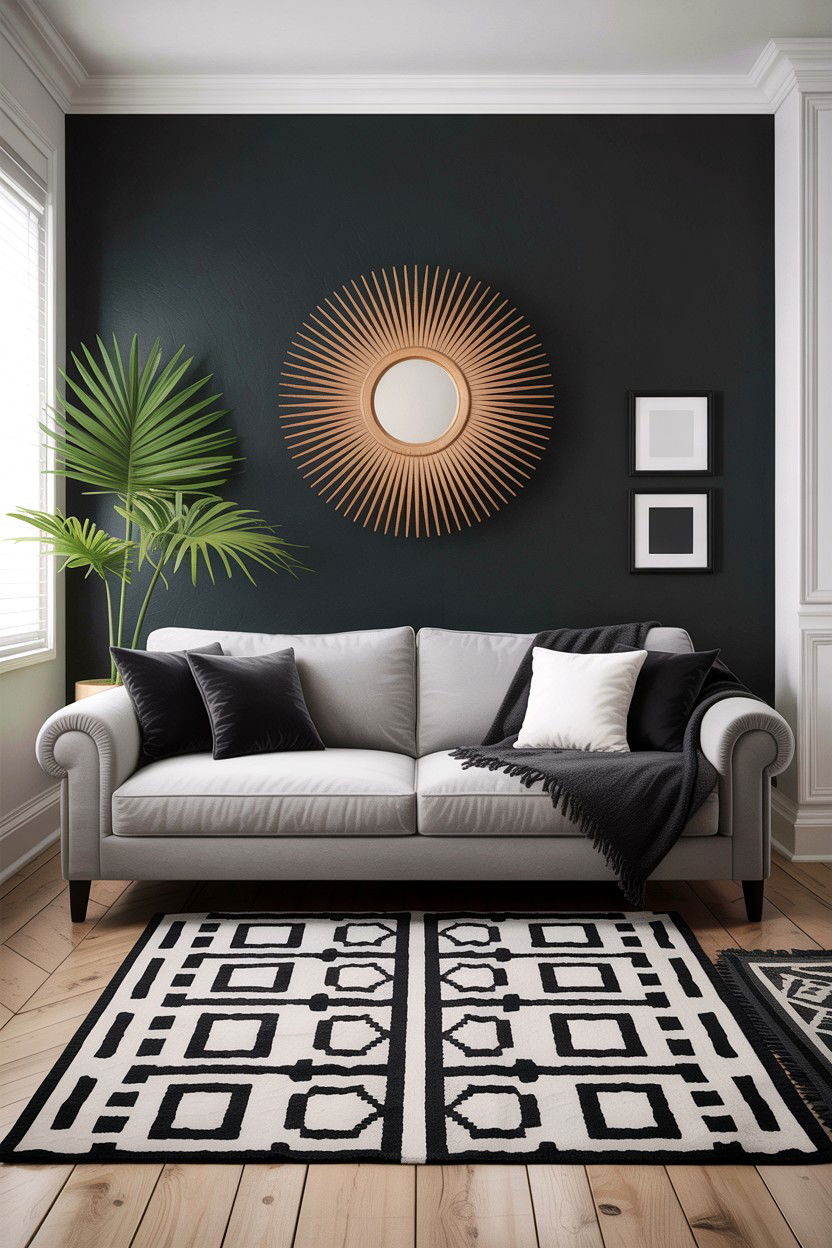 High Contrast Gray Living Room - 30 living room gray furniture ideas