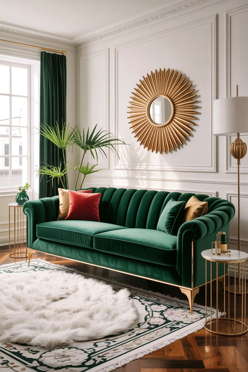 High End Velvet Sofa - 30 empty nester living room ideas