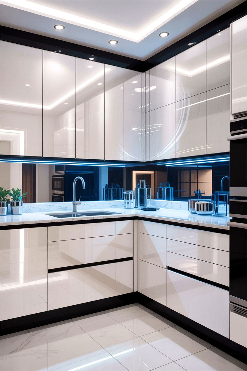 High Gloss Modern Cabinetry - 30 living room custom cabinetry ideas