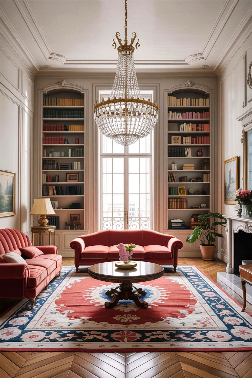 High ceiling Parisian room - 30 living room Parisian furniture ideas