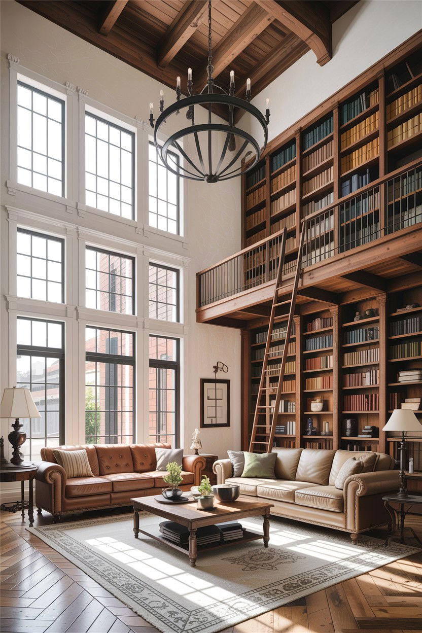 High ceiling industrial living room - 30 industrial living room ideas