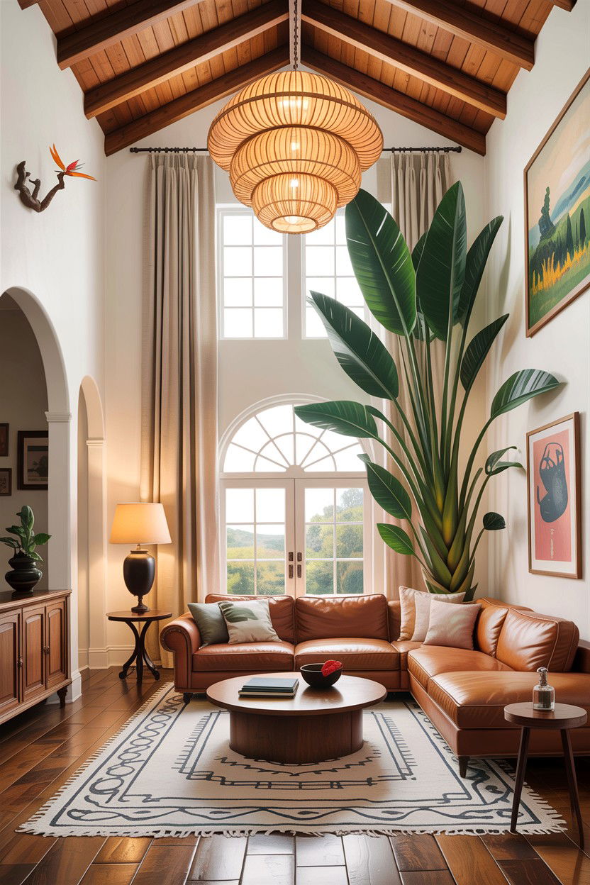 High ceiling living room - 30 bohemian living room ideas