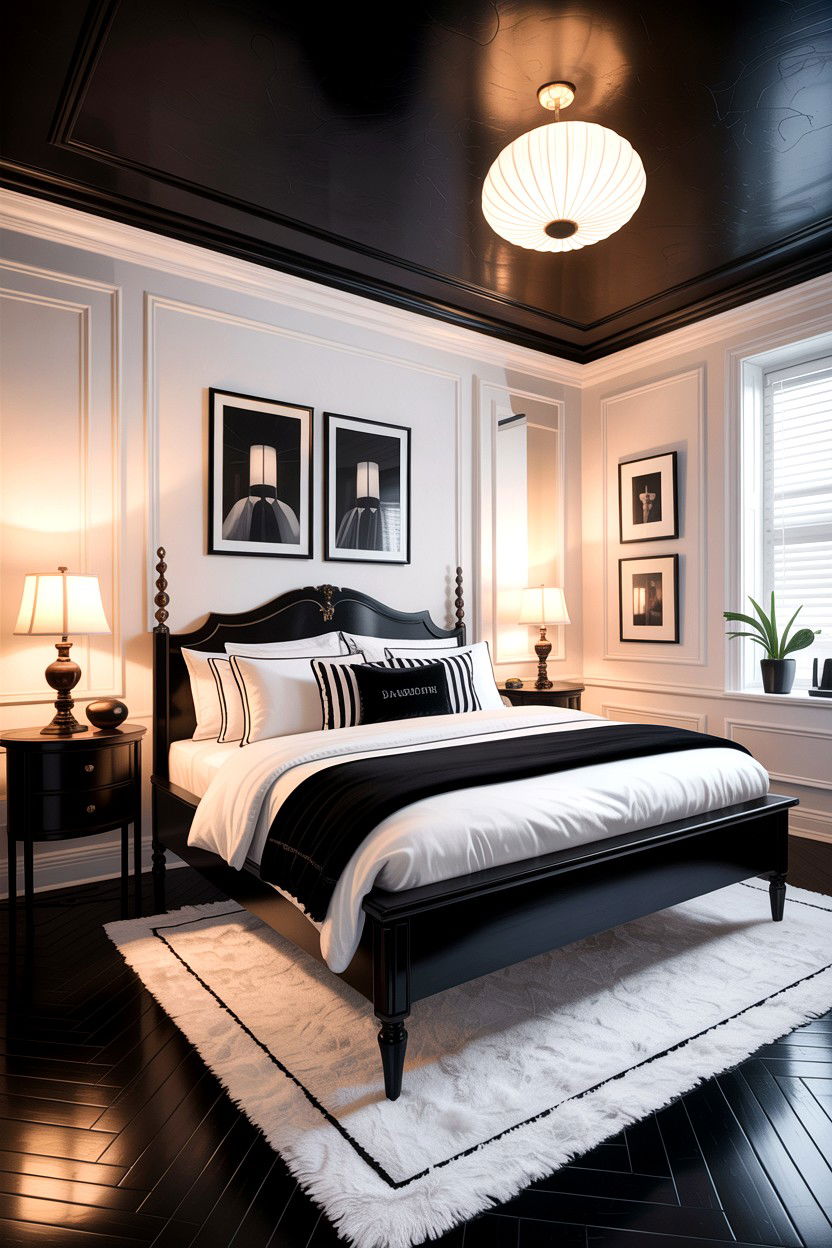 High contrast black and white bedroom - 30 black and white bedroom ideas